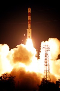 The third IRNSS satellite heads into orbit. Photo: ISRO