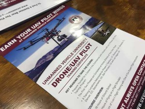 Drone pilot fliers were passed around the show floor. (Photo: Bethany Chambers)