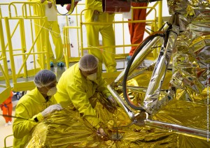 Integration of the satellites onto the Fregat upper stage. (Photo: CES)