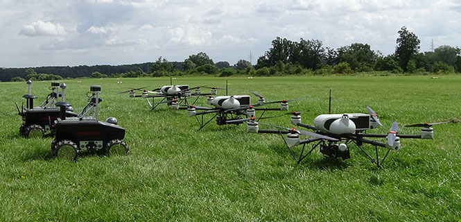 Teaming ground and air vehicles for an autonomous multi-sensor survey