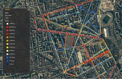 Heat map of lighting data collected by GetYourSpace. Accurate geolocation is essential to producing easy-to-use results. (Image: BYes, Trimble)