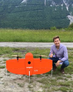 Gerard Güell, the construction director of EuroTube, at the construction site with the WingtraOne. (Photo: Wingtra)