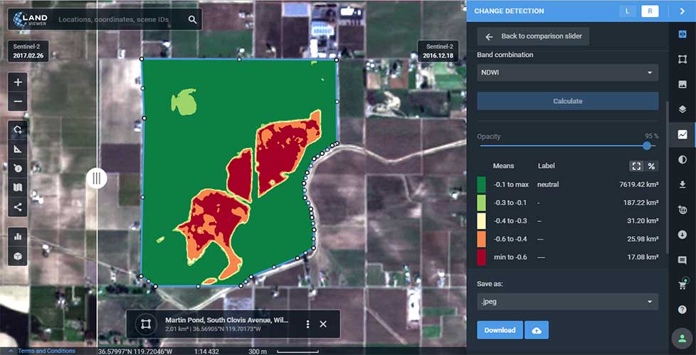 Landviewer’s new change detection tool runs in a browser