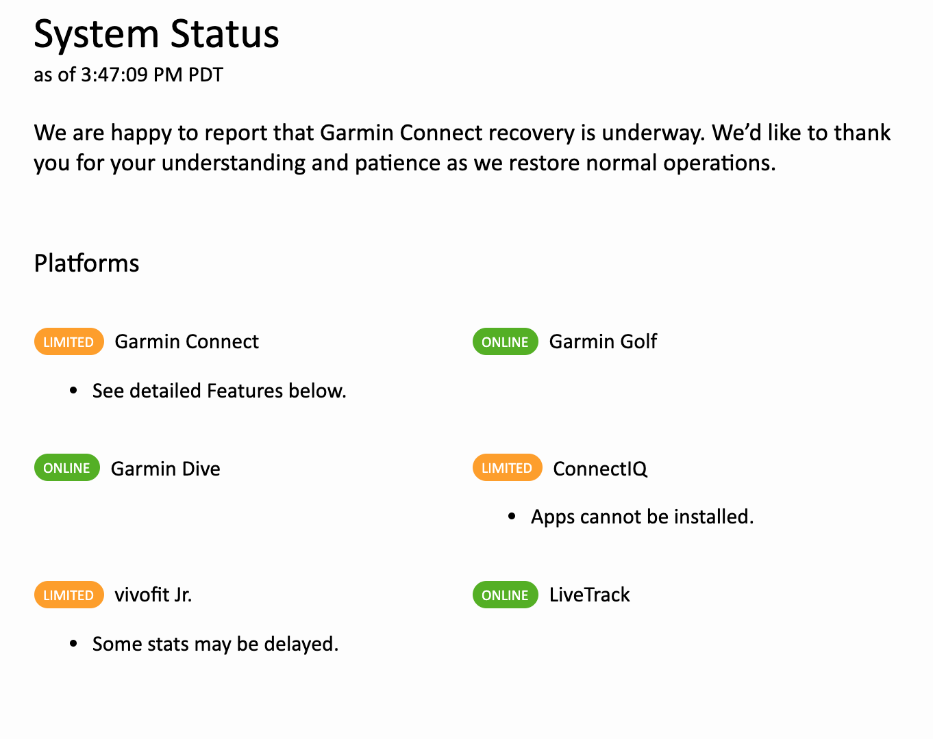 In aftermath of ransomware attack, Garmin services begin to return