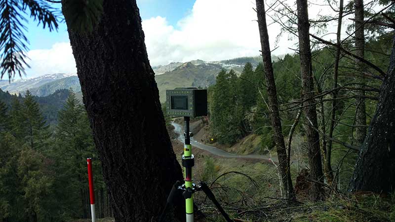 Surveying switchbacks in the Northern California mountains