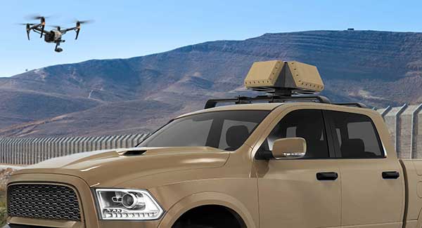 DroneSentry-X counter UAV system mounts on vehicles