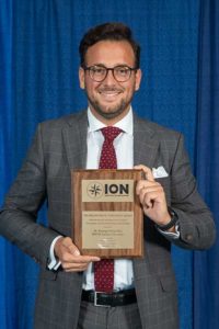 Santiago Perea Diaz receives the 2019 Bradford W. Parkinson Award from ION's Satellite Division. (Photo: ION)